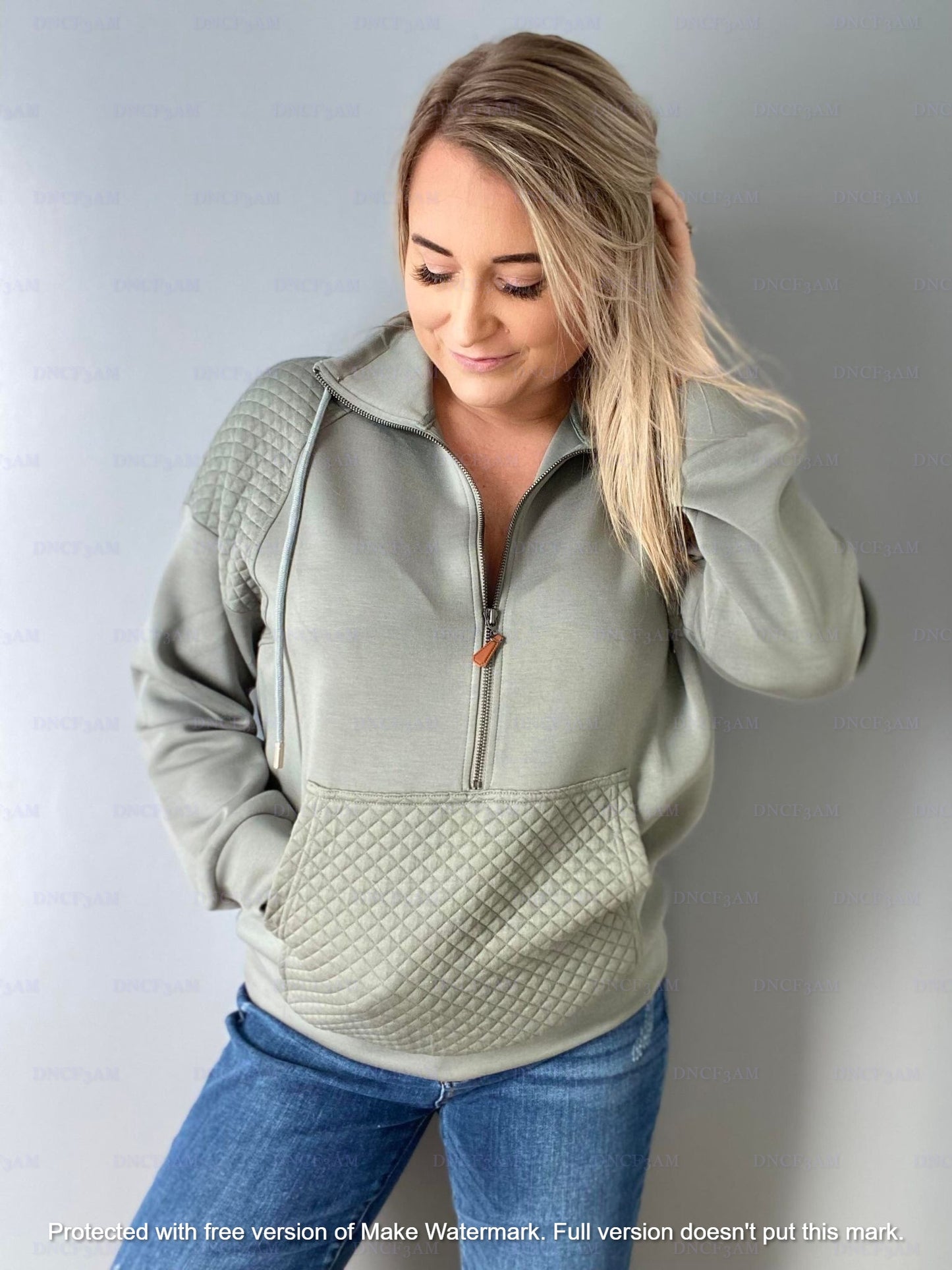 RTS: FOREVER3AM BRANDED QUINN QUILTED HALF ZIP PULLOVERS-