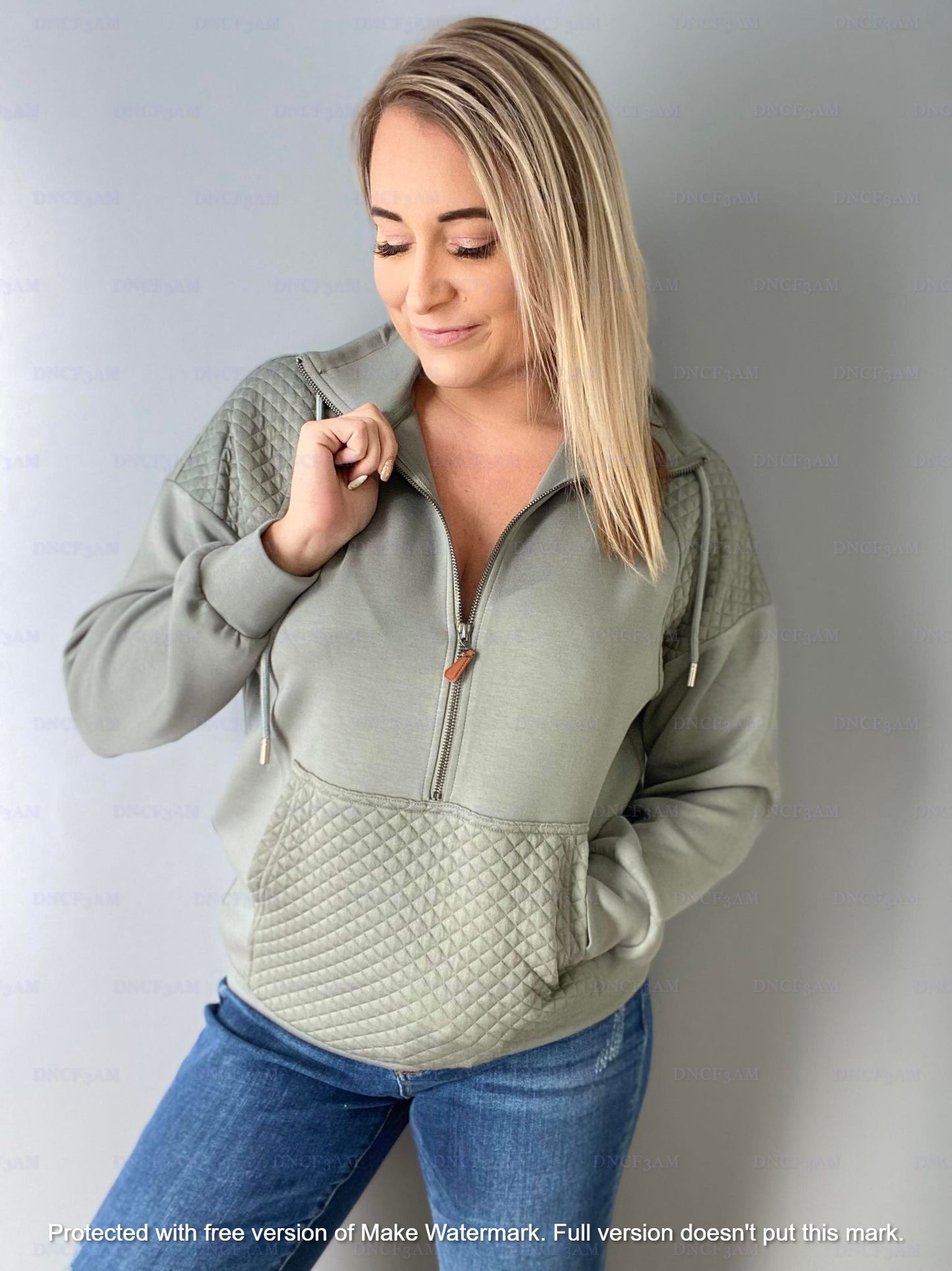 RTS: FOREVER3AM BRANDED QUINN QUILTED HALF ZIP PULLOVERS-