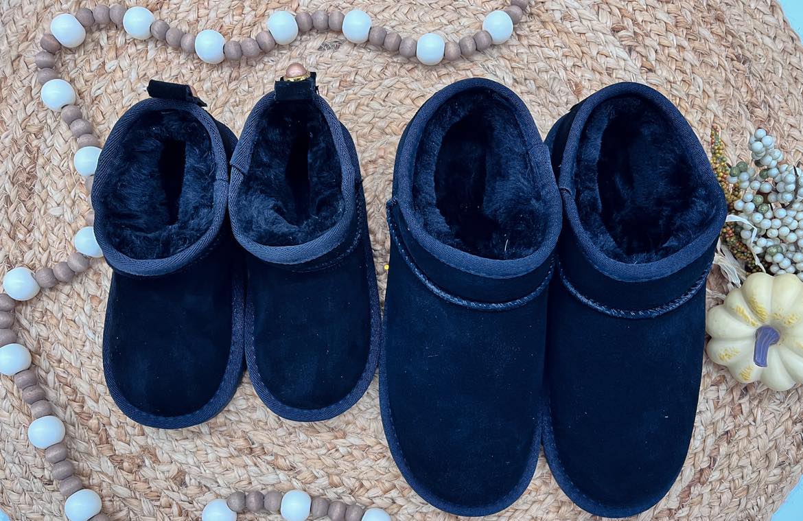 RTS: Faux Fur and Suede Mini Shortie Boots-