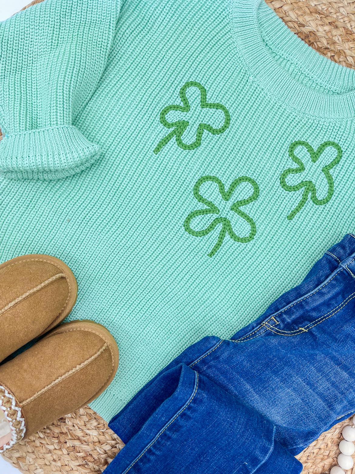 RTS: Clover Leaf Embroidered Sweater-