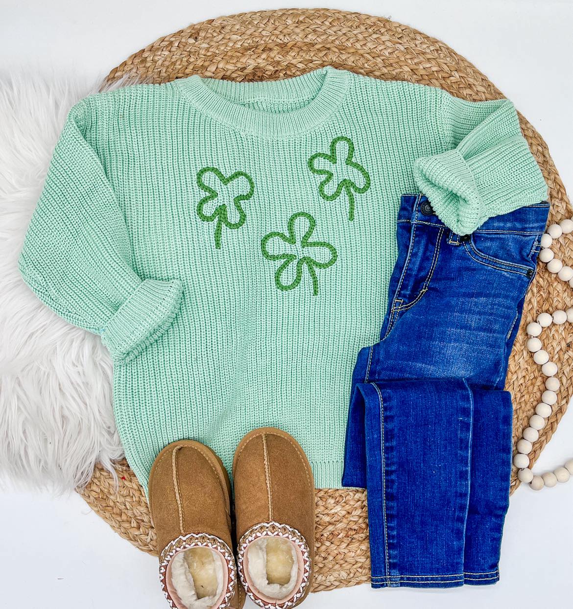 RTS: Clover Leaf Embroidered Sweater-