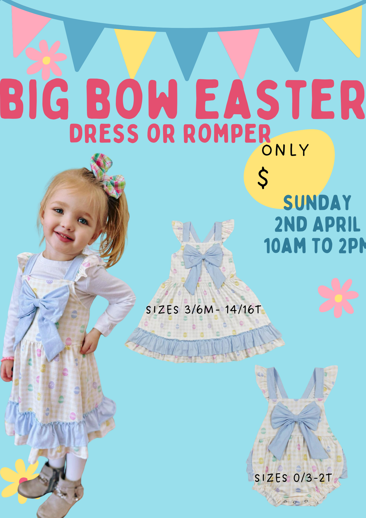 RTS: Big Bow Easter Romper-