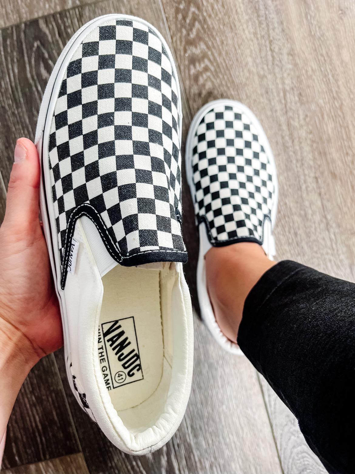RTS: Black and White Checker Slip-ons