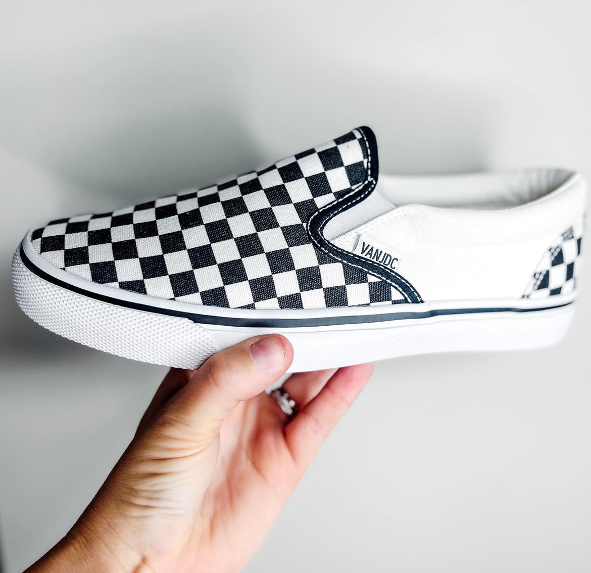RTS: Black and White Checker Slip-ons