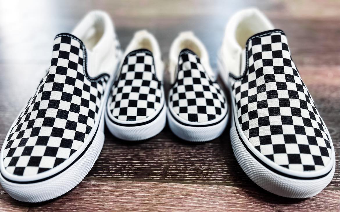 RTS: Black and White Checker Slip-ons