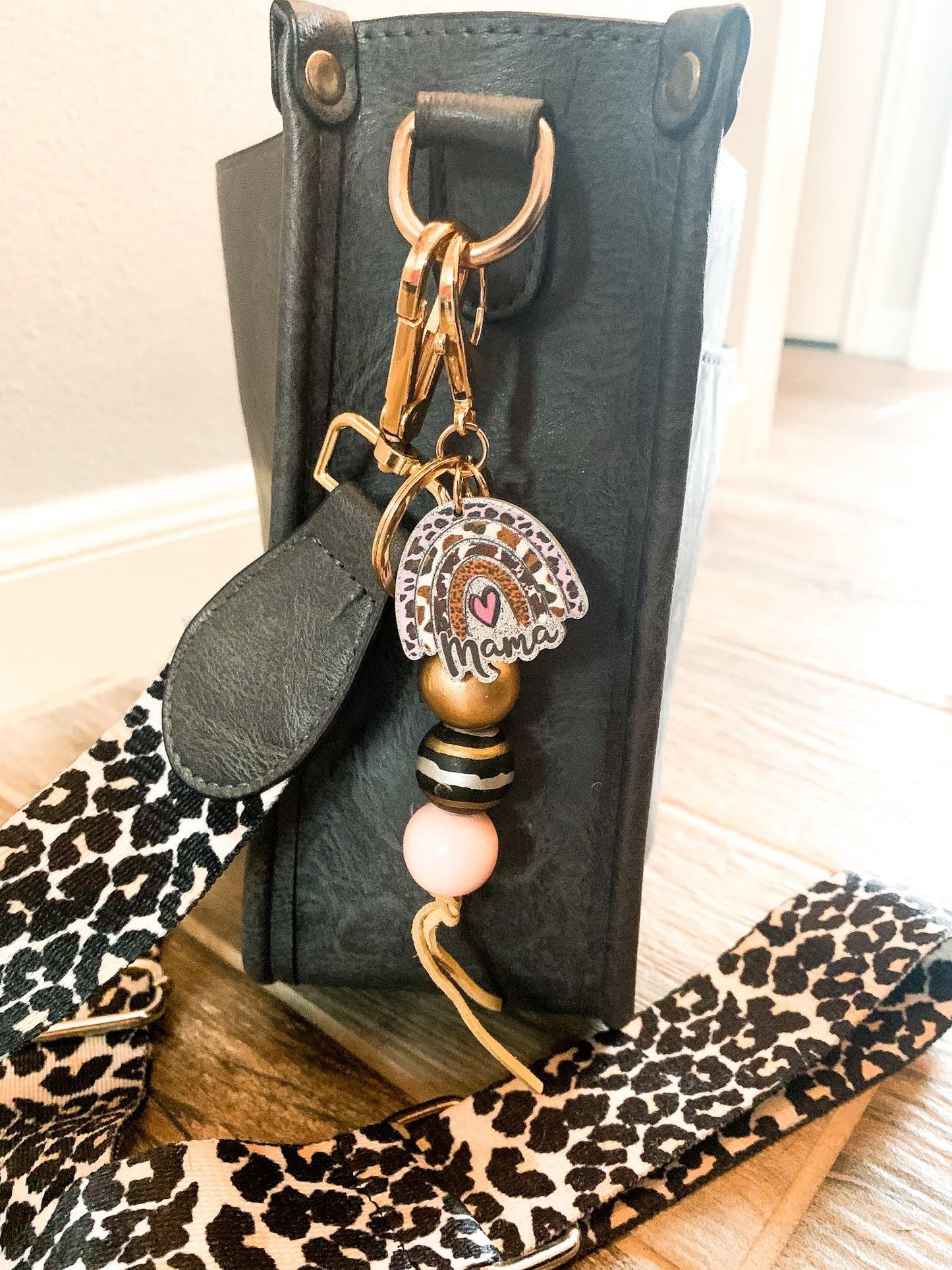 RTS: Rainbow Mama Puff or Bead Keyring-