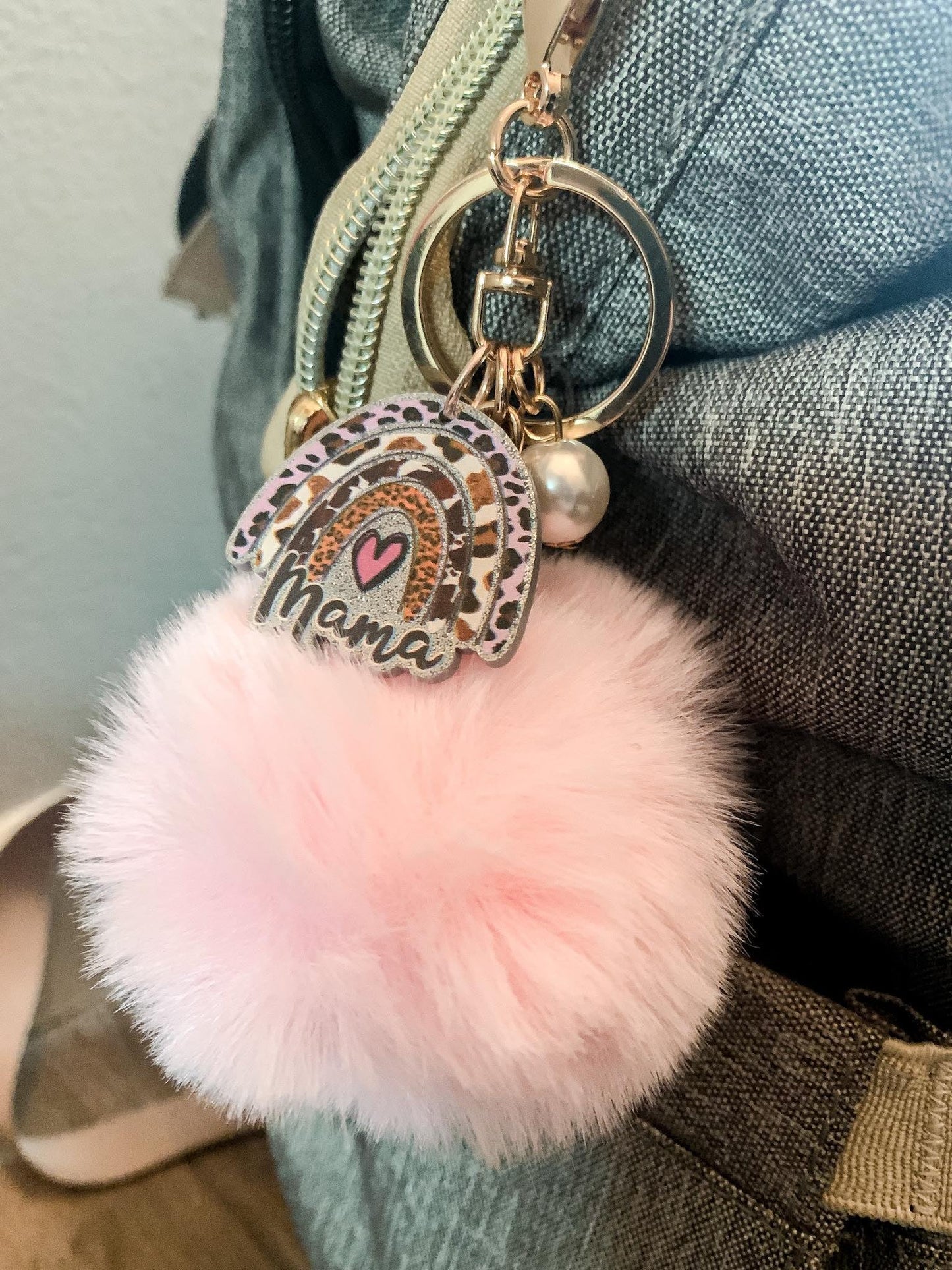 RTS: Rainbow Mama Puff or Bead Keyring-
