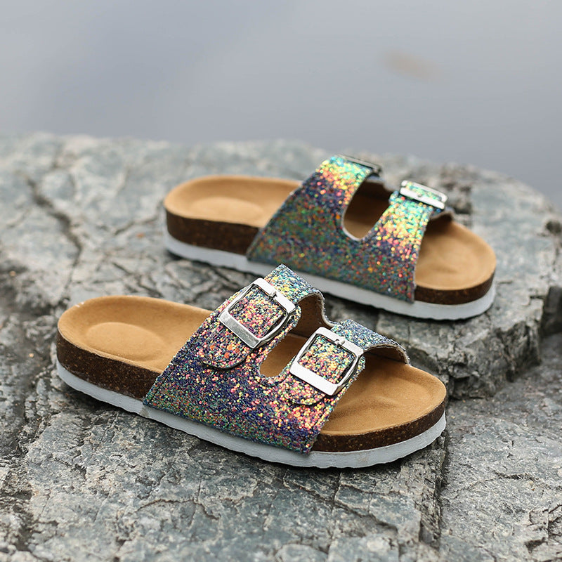 RTS: Glitter & Leopard B Look-a-like Sandal-