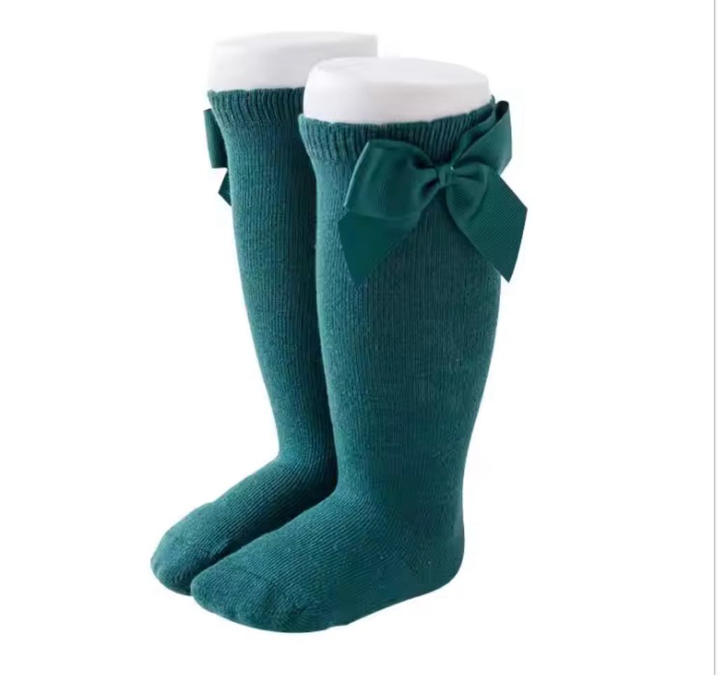RTS: Cotton Knee High Bow Socks