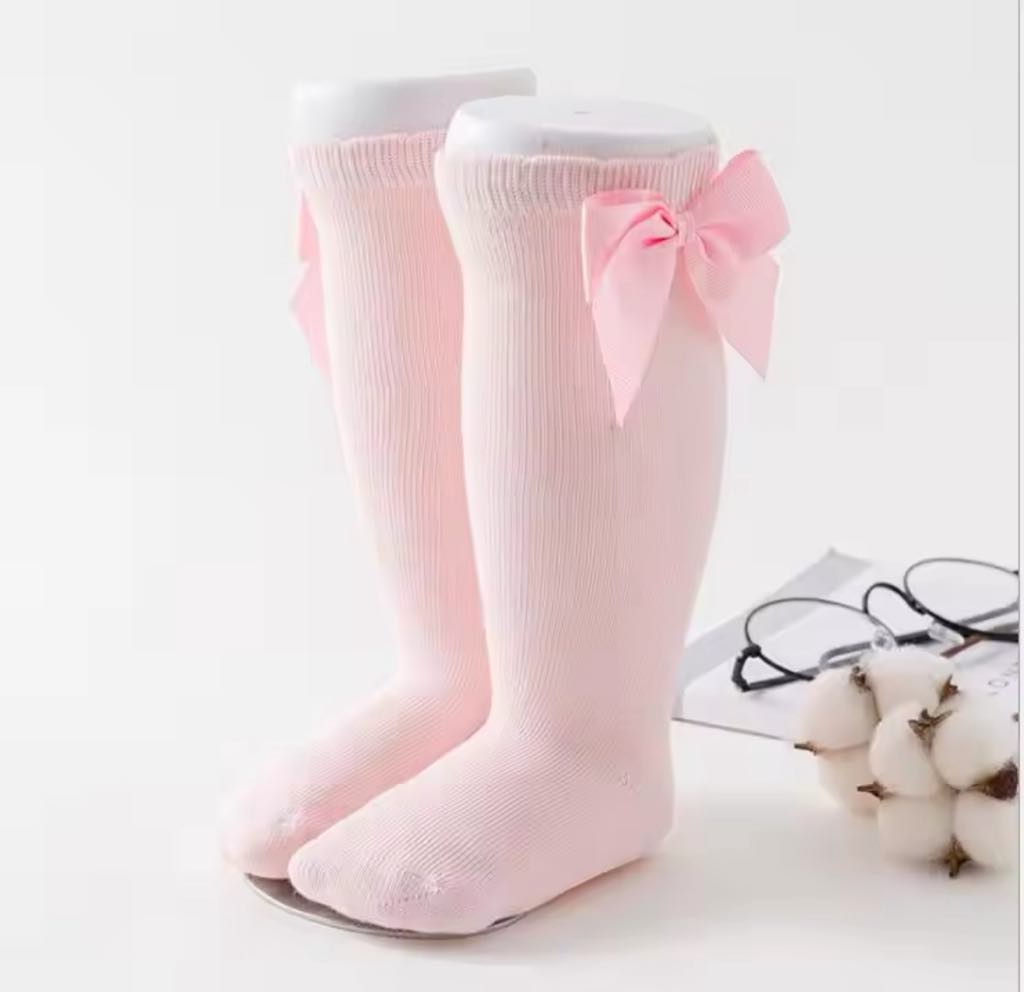 RTS: Cotton Knee High Bow Socks