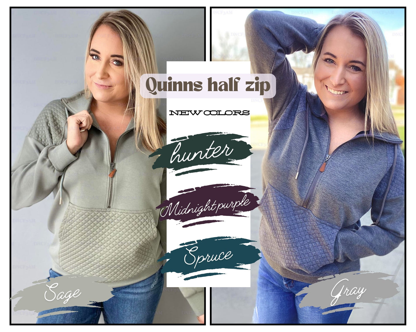 RTS: FOREVER3AM BRANDED QUINN QUILTED HALF ZIP PULLOVERS-