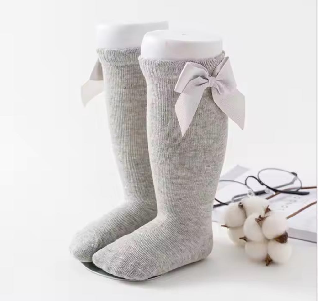 RTS: Cotton Knee High Bow Socks