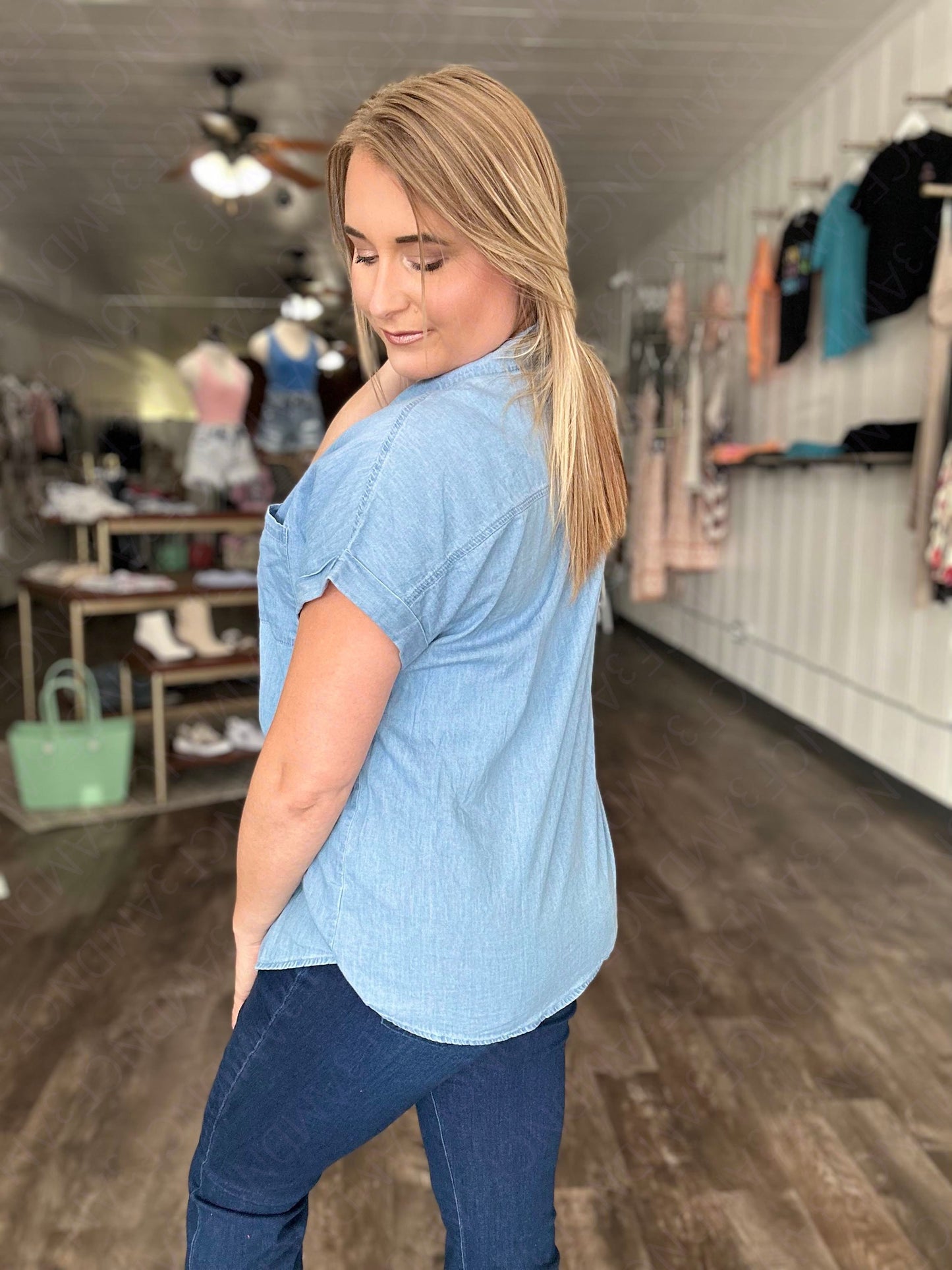 RTS: The Demi Denim Look Button Down-