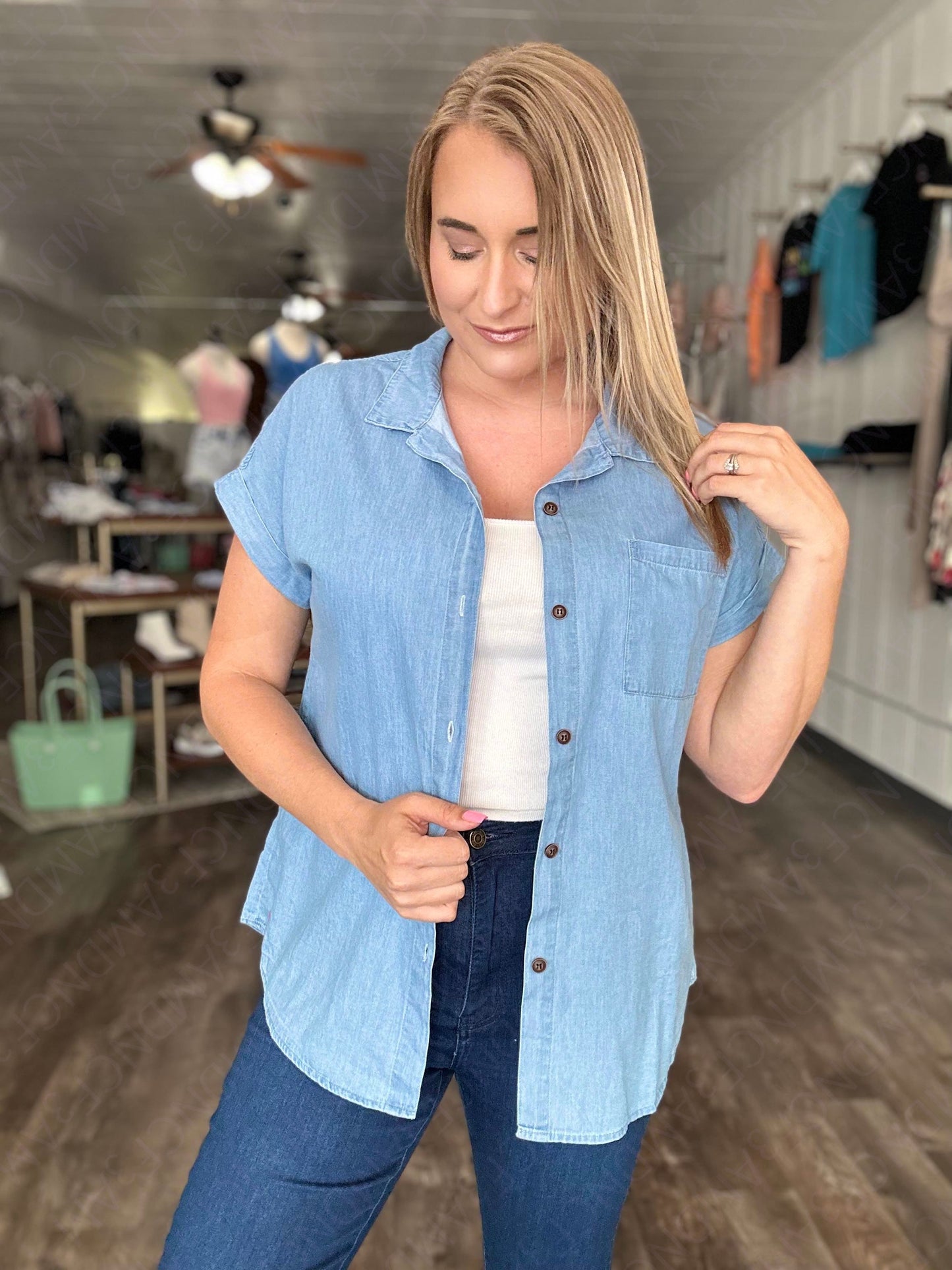 RTS: The Demi Denim Look Button Down-