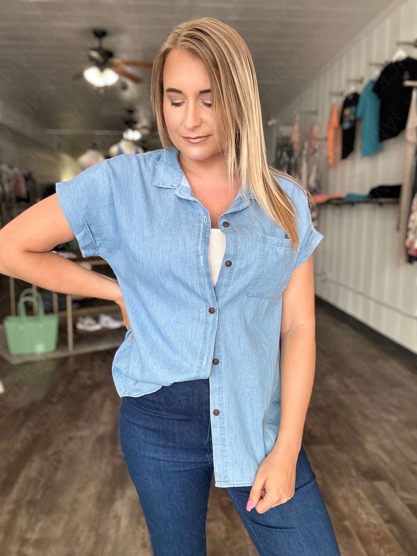 RTS: The Demi Denim Look Button Down-
