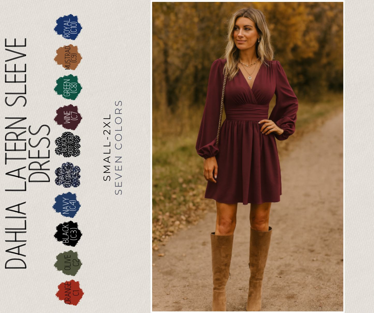 PREORDER: Dahlia Lantern Sleeve Dress 9.8.25