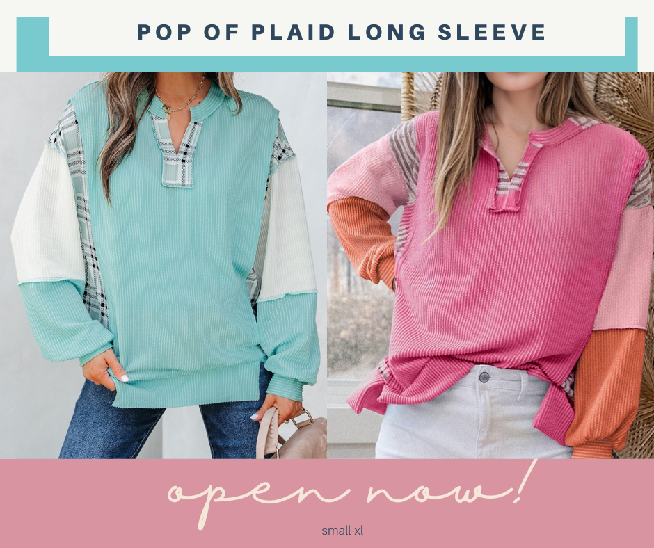 PREORDER: Pop of plaid long sleeve 9.22.25