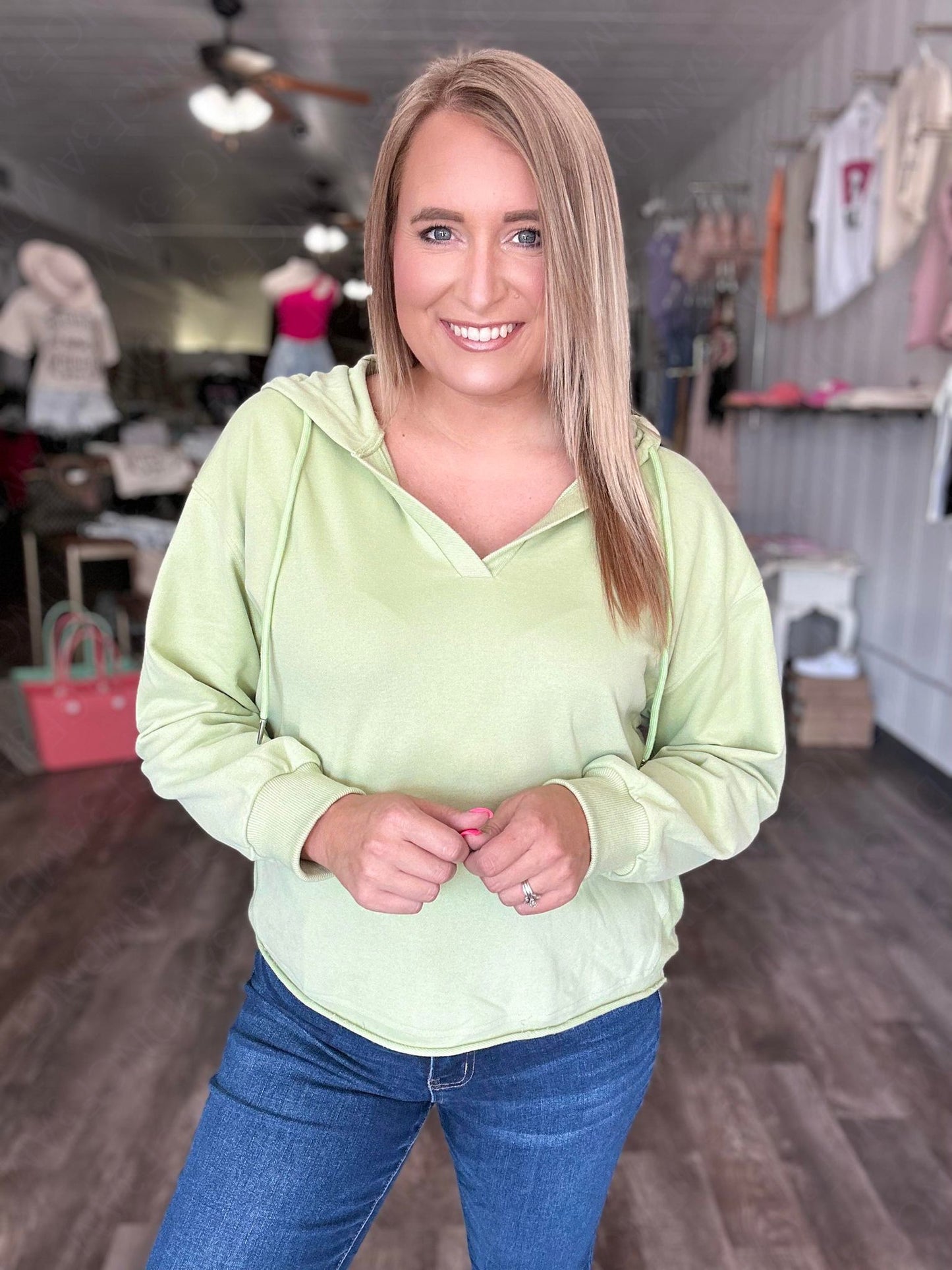 RTS: Tori Raw Hem Hoodie Sweater-