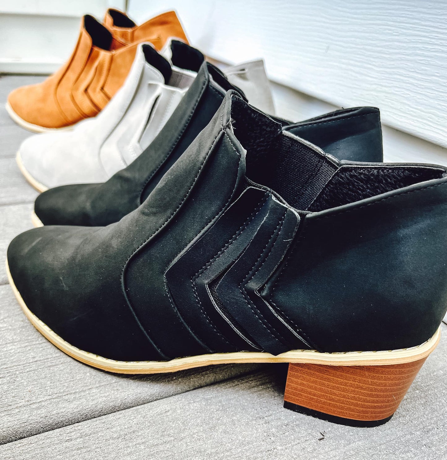 RTS: VEGAN LEATHER SLIP ON ANKLE BOOTS-