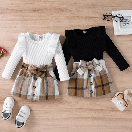 RTS: Plaid skirt & ribbed shirt-