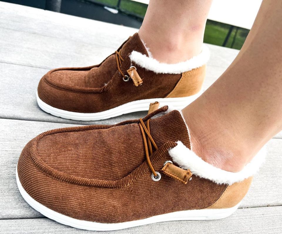 RTS: Corduroy Fleece Lined Slip-ons-