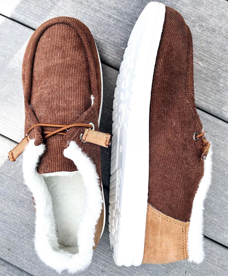 RTS: Corduroy Fleece Lined Slip-ons-