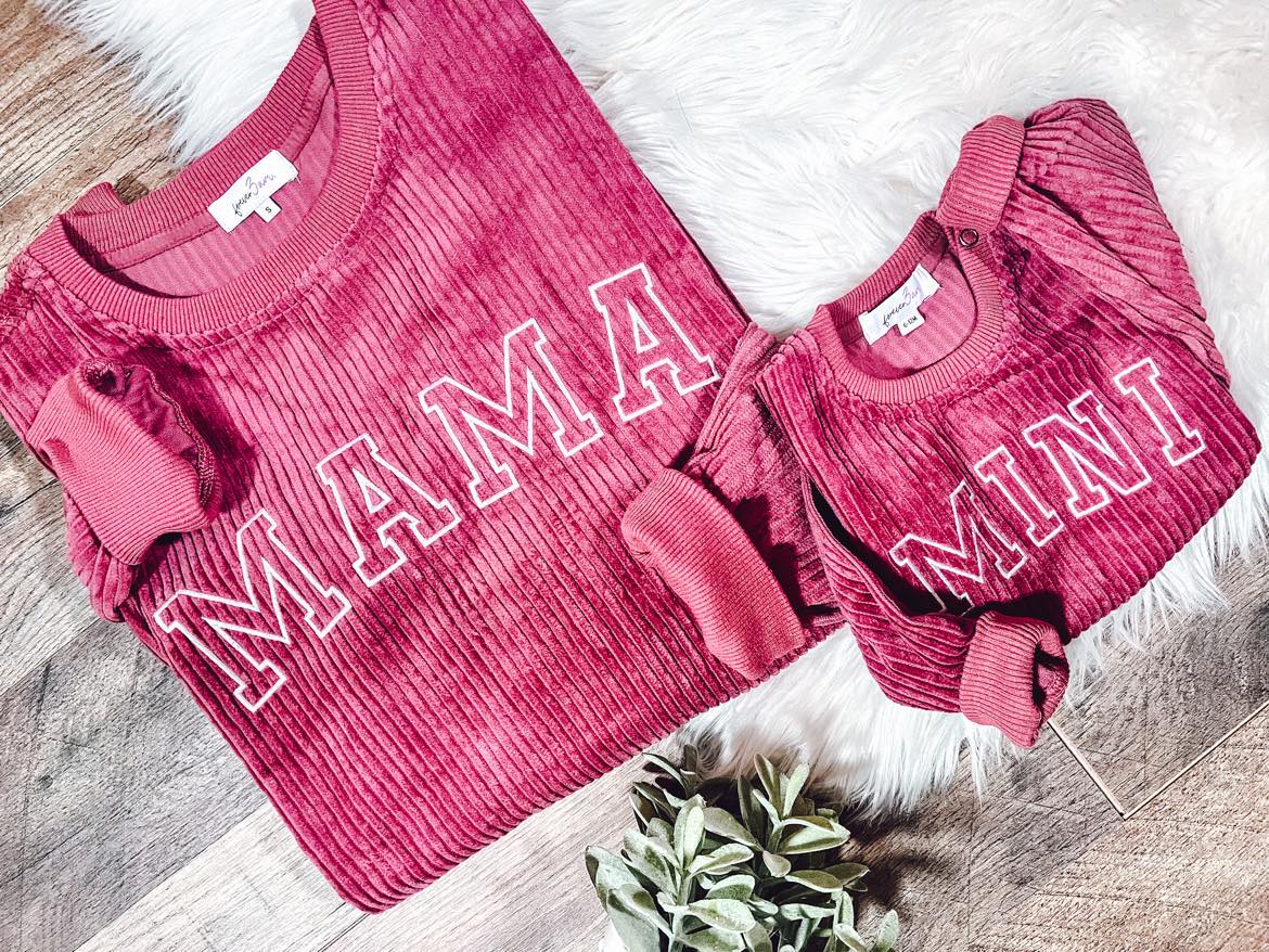 RTS: Mama & Mini Corded Crewnecks-