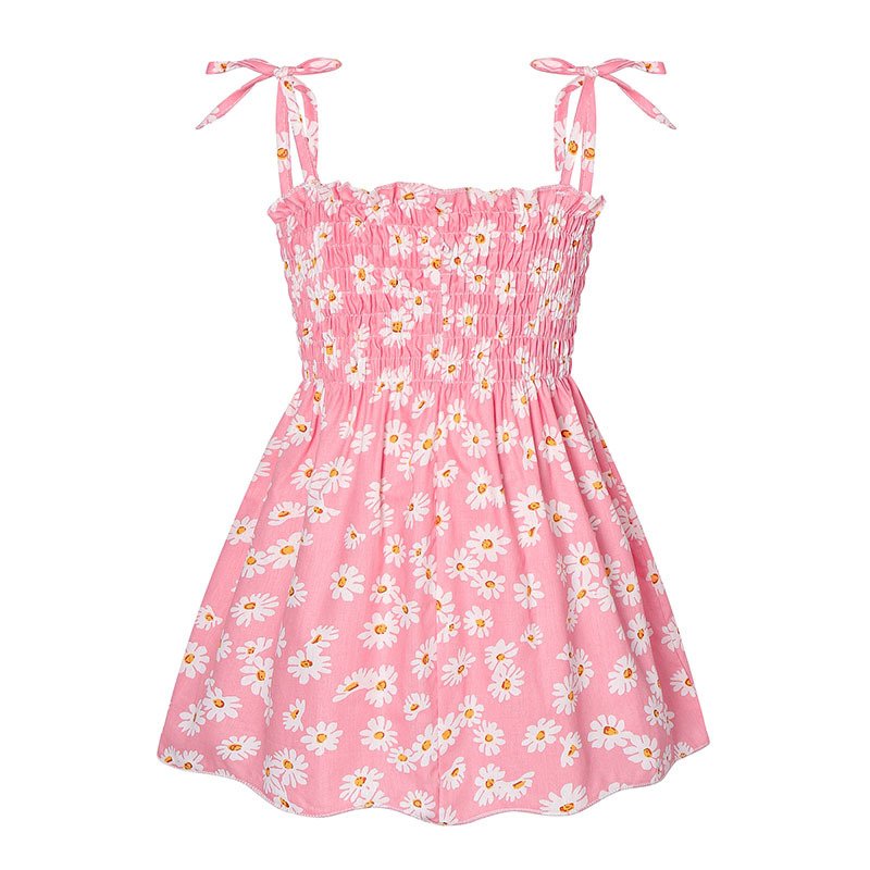 RTS: smocked tie shoulder dress-