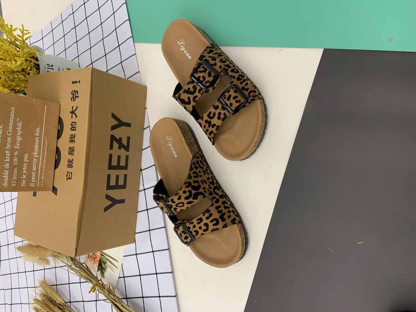 RTS: Glitter & Leopard B Look-a-like Sandal-