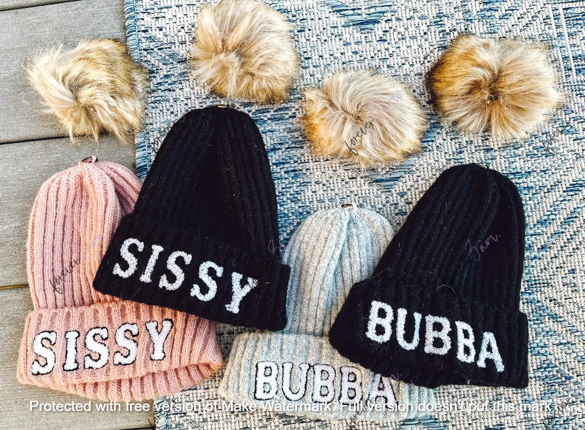 RTS Bubba and Sissy Beanies Removeable POM POM-