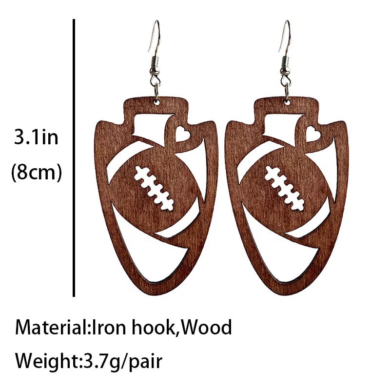 RTS: Football love wooden earrings-