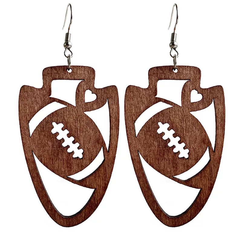 RTS: Football love wooden earrings