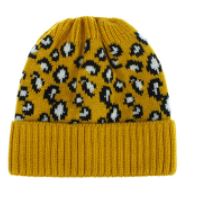 RTS: LEOPARD KNIT BEANIE HATS- MESSY BUN/PONY STYLE-