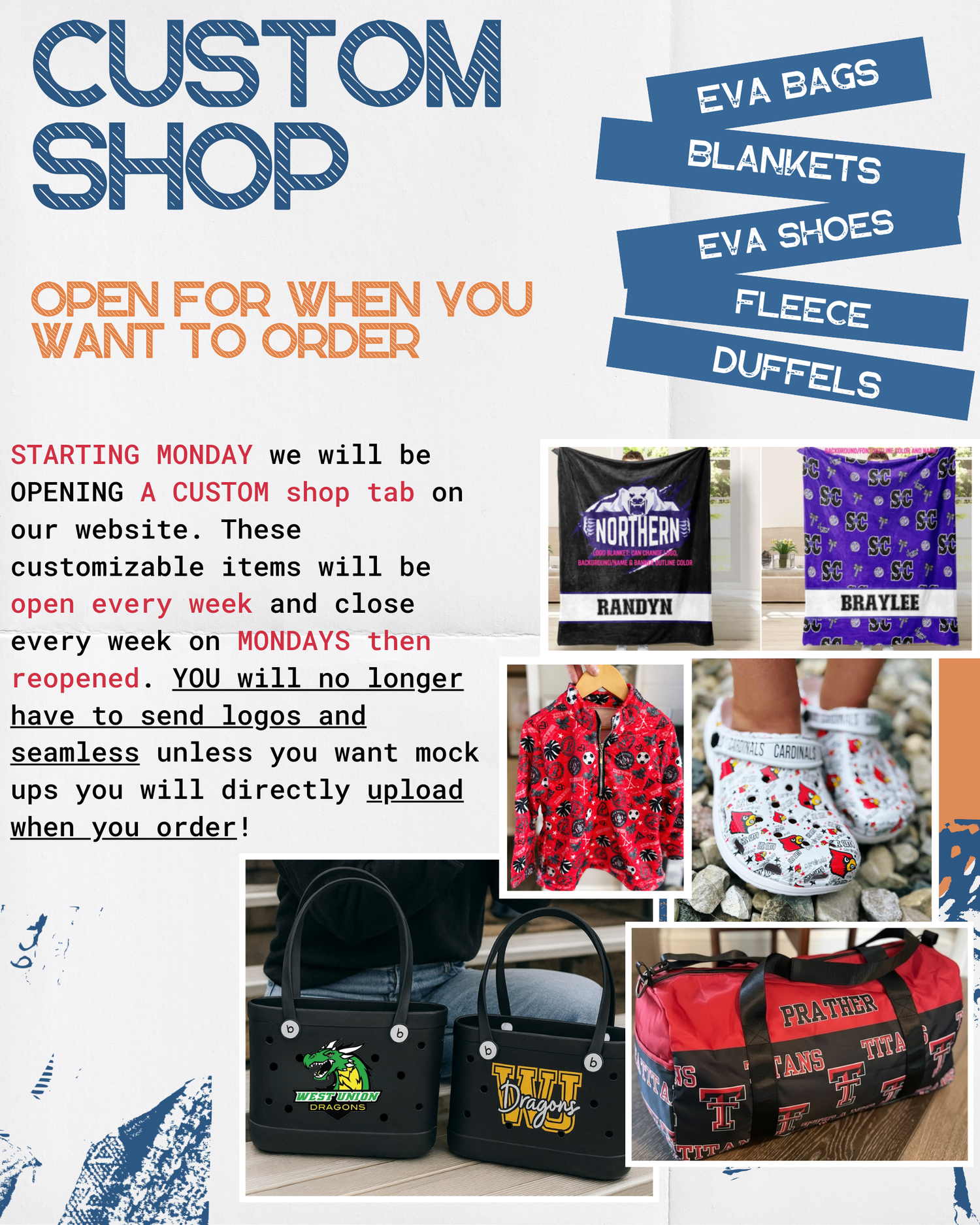 CUSTOM SHOP- OPEN EVERY WEEK