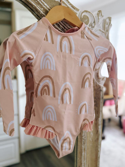 RTS: Girls Long Sleeve Rainbow Swims