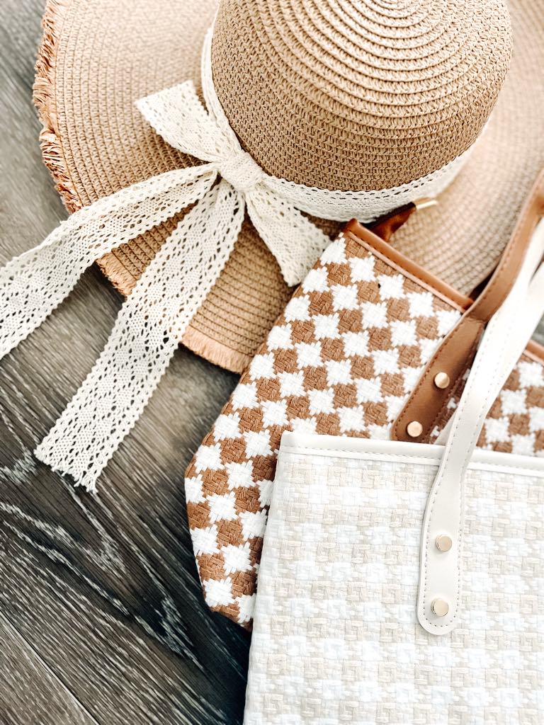 RTS: Straw Sunhat with Lace Ribbon-