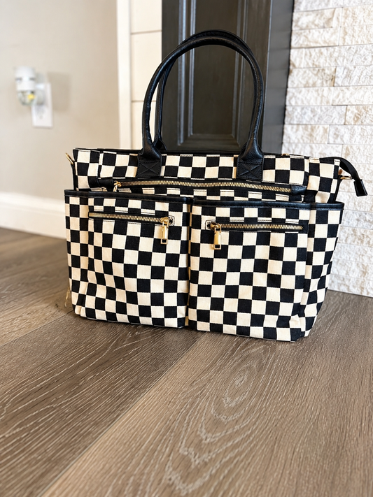 PREORDER: On-The-Go Checkered Organizer Tote RERUN 6.8.26 osym