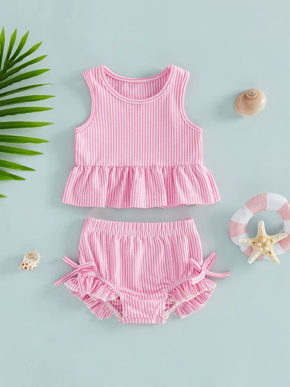 RTS Gingham print baby doll tank & bummie set