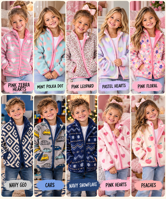 PREORDER: Boys and Girls Fuzzy Full Zip Shacket  10.26.26 OSYM