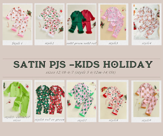 PREORDER: Satin PJS- Kids Holiday 10.20.25