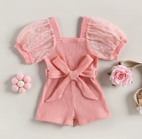 RTS: Ribbed and Sheer Romper-