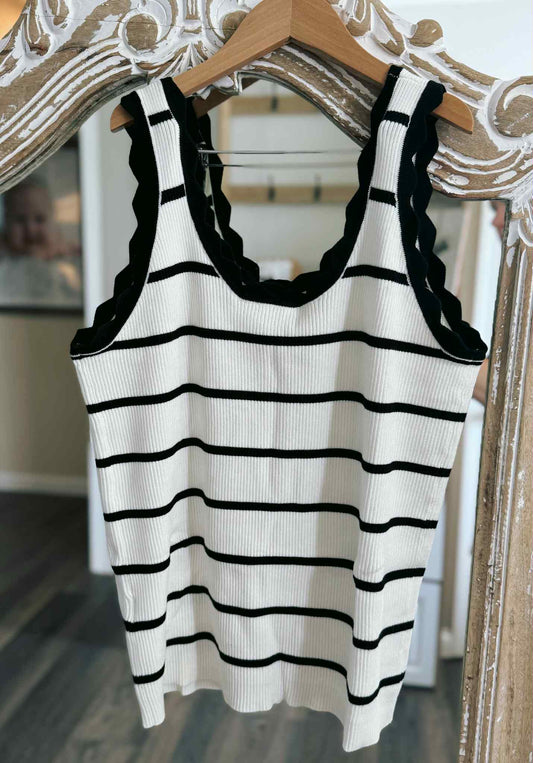 RTS: Knit scalloped tank