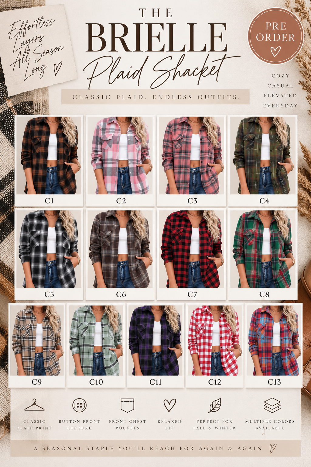 PREORDER: The Brielle Plaid Shacket 9.21.26