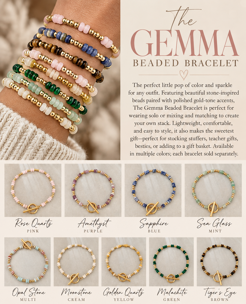 PREORDER: The Gemma Beaded Bracelet 10.5.26