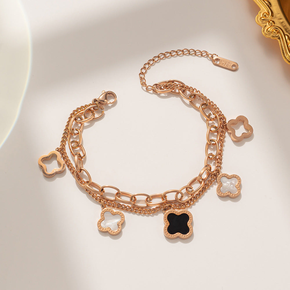PREORDER: Clover Double Chain Bracelet 8.3.26