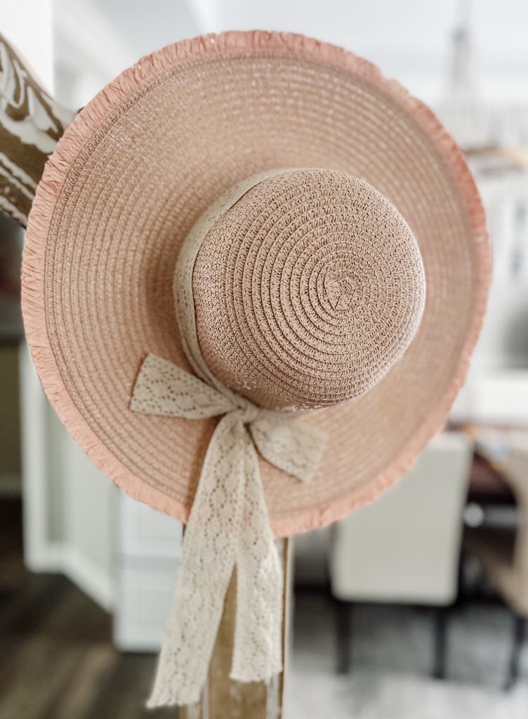 RTS: Straw Sunhat with Lace Ribbon-