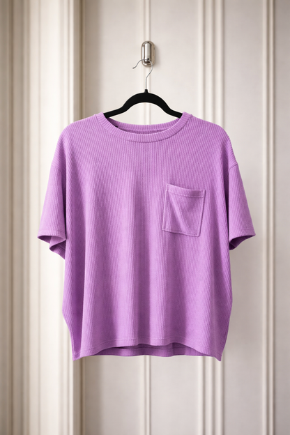 RTS: Zenana Ribbed Spring Boxy Shirt