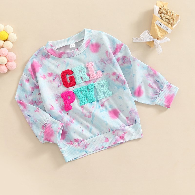 RTS: GRL POWER tie dye, chenille patch-