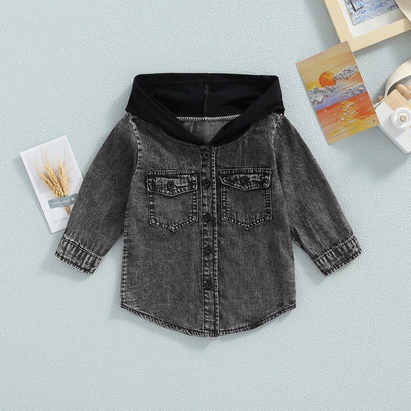 RTS: Lil Hooded Denim Shacket-