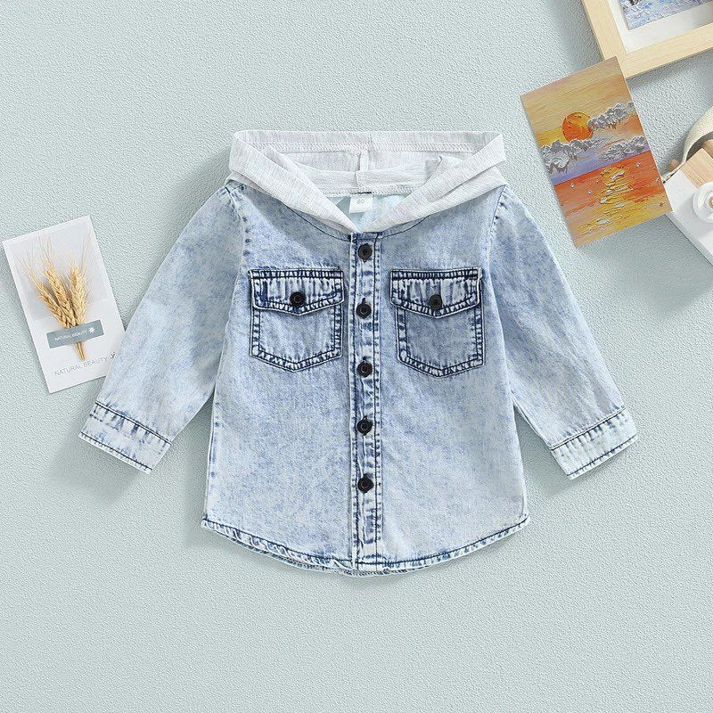 RTS: Lil Hooded Denim Shacket-